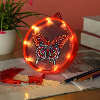  5D DIY Fluture mandala Formă Specială LED Diamond Pictura Pandantiv Lumina de Noapte Lampa Cruce Cusatura Broderie Cadou de Crăciun JH