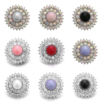  6Pcs/lot Simulate-perla Snap Bijuterii de Cristal Snap Butonul Fit 18MM Snap Bratara Pentru Femei DIY Farmece Bijuterii ZA666