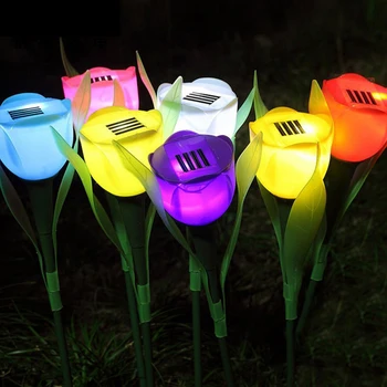  8 Culori Solare de Gradina Floare de Lalea Lampă în aer liber Gazon Lampa plin de culoare LED Lumina de Noapte pentru Curte Parcare Cale Peisaj Decor