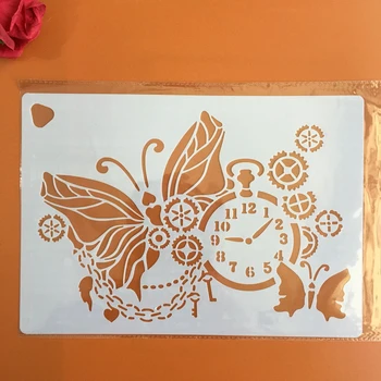  A4 29*21cm Reutilizabile fluture ceas Matrita pentru DIY album pictura decor ștanțare carte de hârtie șablon desen mucegai