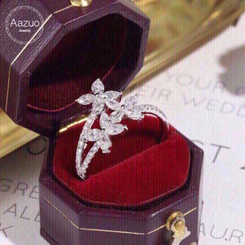  Aazuo 100% 18K Pur Aur Alb Diamante Reale Inel de Flori Dăruit Pentru Femeie&Doamna de Logodna Farmec Moda Bijuterii Dragoste