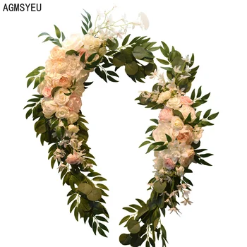  AGMSYEU simplitatea Moderne de nunta cu frunze verzi elemente de recuzită de simulare flori, șampanie roz floare Usa Marca home garden decor