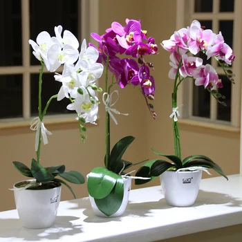  Alb de Masă Simulare Fluture orhidee Ghiveci set Artificiale Silkflowers Mic bonsai plante verzi oală de nunta Decor Acasă