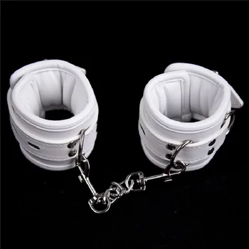  Alb din Piele PU Moale Căptușit Cătușe Anklecuffs Pentru Sex Jocuri BDSM Bondage Reținere Cosplay Încheietura Mâinii/Glezna Mansete Jucarii Sexuale