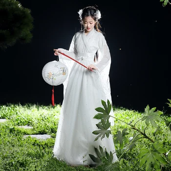  Alb Elegant Hanfu Rochie Dans Popular Costume Tradiționale Chineze Naționale Costum De Zână Vechi Dinastiei Han Printesa