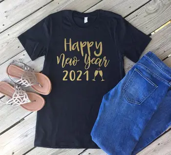  An Nou fericit 2021 tricou Unisex Dimensionarea Aur Vacanta de Design Tricou Casual Amuzant t-shirt Pentru Doamna Fata de Top Tee Picătură Navă harajuku