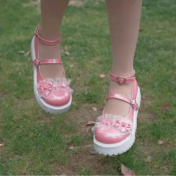  Anime Lolita Pantofi Dragoste cu Fund Drăguț Bowknot Printesa Kawaii Fata de Femei Pantofi de Cosplay JK Uniformă Lolita Pantofi