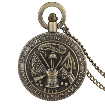  Antic Statele Unite ale Americii Departamentul De Armata Cuarț Ceas de Buzunar Retro Colier Pandantiv Lanț Ceas pentru Barbati Femei