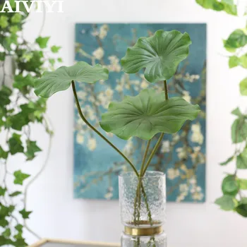  Artificial Verde, Frunze De Lotus Fals Planta Living Vaza De Nunta, Accesorii De Birou De Mătase Naturală De Plante Conservate Decor Acasă
