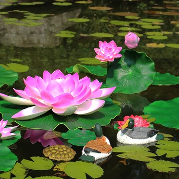  Artificiale Lotus Nuferi De Mătase Flori Plutitoare Capul Frunze Pentru Iaz Rezervor De Plante Piscină Buddha Ornament Acasă Decoratiuni De Gradina