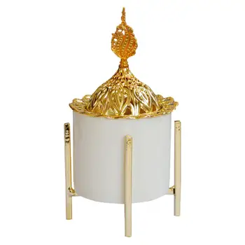 Arzător de tămâie Lampă Aromă de Metal Gol Partea de Sus a Templului Ornament cu Capac Ceramic Cădelniță pentru Biroul de Masă Acasă Sală de Yoga