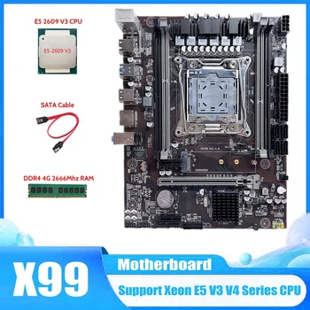  AU42 -Placa de baza X99 despre lga2011-3 Placa de baza suporta DDR4 ECC RAM Cu E5 2609 V3 CPU+DDR4 4G 2666Mhz RAM+Cablu SATA
