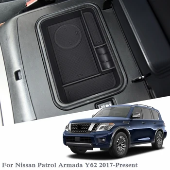  Auto Styling Auto Cotiera Cutie Depozitare Pentru Nissan Patrol Armada Y62 2017-Prezent Consola Cotiera Cutie Depozitare Acoperă Accesorii Auto