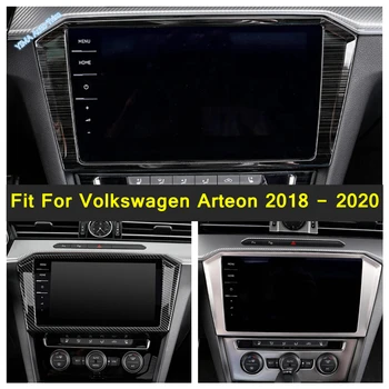  Auto Styling Consola De Navigație Cadru Capac Decorativ Tapiterie Negru / Fibra De Carbon / Argintiu Se Potrivesc Pentru Volkswagen Arteon 2018 - 2020