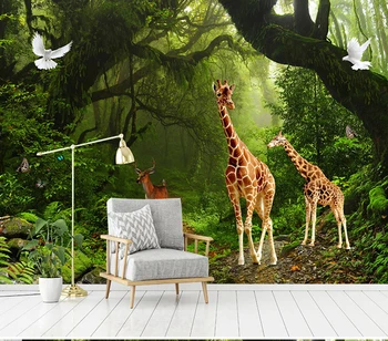  Bacaz Personalizate 3D Tapet Pădure TV pictura Murala de Perete Camera de zi Dormitor Copil Girafa model 3D Tapet Mural papel de parede