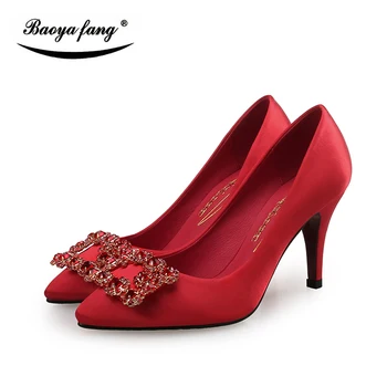  BaoYaFang Sexy womems pantofi doamnelor Petrecere de nunta pantofi de mică adâncime gura Pompe de Mătase femeie Pompe tocuri inalte pantofi de moda