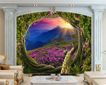  beibehang Personaliza orice dimensiune wallpaper 3d Magic Magic Garden păun Perete tapet 3d papier peint tapet pentru camera de zi