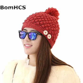  BomHCS de Moda Handmade Tricotate Pălărie de Iarnă Capace de Pălării Beanie pentru Femei Fata Cadou