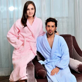  Bumbac Femei Halat de baie Bărbați Pijama, cămașă de noapte Fete Prosop Fleece Gros Cald Timp Moale XL Toamna Iarna Alb Roz Albastru