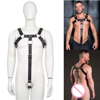  Bărbat Gay SM Piele PU centuri de tip Ham Reglabil Fetiș Sexual Corpul Ham Piept Costume Erotic Club de noapte, Costume de