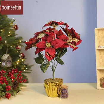  Casa Decor de Crăciun în Ghiveci de Flori Poinsettia flori Simulare de Craciun Decor de Nunta de Masă Ornamente Nordic Cadouri