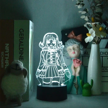  Chiaki Nanami 3D Lămpi de Noptieră Danganronpa Lumina de Noapte Camera Configurare Desktop LED Iluminat Atmosferă Art Deco Interior Lampa
