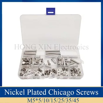  Chicago Șurub de Legare Șuruburi Posturi Sortiment Kit pentru DIY din Piele de Legătorie Meserii 120Pcs/Set M5