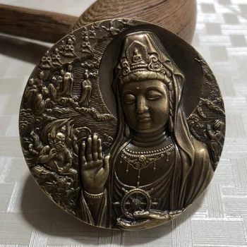  China Elaborarea Alamă Statuie Noroc ' Buddha Avalokitesvara 'Comemorative Medalion De Metal Artizanat Decor Acasă
