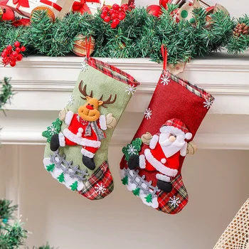  Ciorapi de crăciun Șosete Cu om de Zăpadă Moș Elan, Urs Bomboane Sac de Cadouri Xmas Copac de anul Nou Crăciun Decor Kerst Decoratie 2023