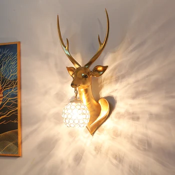  Coarne de cerb Lampă de Perete Nordic Cristal Lumini de Perete pentru Decor Acasă Europene Tranșee de Perete Corpuri de iluminat Dormitor Camera de zi de Decorare