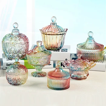  Colorate de Sticlă sticle Decor Meserii mini colorate praf-dovada stand desert bomboane borcane ceai caddy Cutii de depozitare borcan Decor Acasă