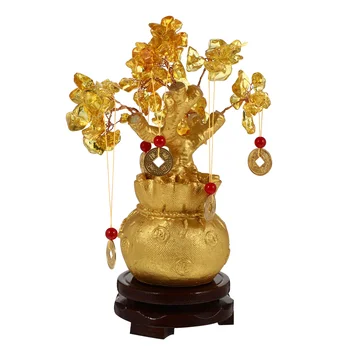  Copac Bani Cristal Feng Shui, Bonsai Avere Chineză Ornament Citrin Statuie Decor Norocos Piatră Prețioasă Wealthdesktop Figurina