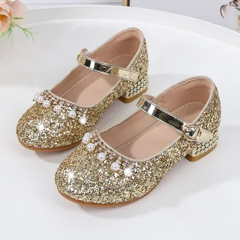  Copii Pantofi de Prințesă 2022 Vara Noi Cuhk Pantofi de Dans de Fete Tocuri inalte Fetiță de Moda Pantofi de Cristal