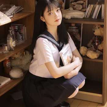  Coreeană Mare Scoala Uniforme Fete Costum De Marinar Japoneze Kawaii Haine Utilaje Colegiu Student De Moda Jk Uniforme Scurt Fusta Set