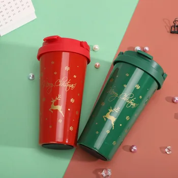  Crăciun 500ml Flip Catarama din Otel Inoxidabil Termosuri de Desene animate Drăguț Student Cadou Portabil Izolate Lapte, Termosuri de Cafea