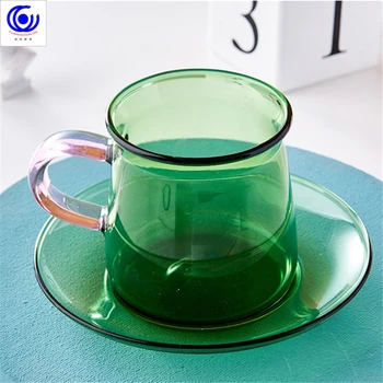  Culoare retro rezistente la căldură de sticlă cești de cafea manual cupe Nordic ins Feng Shui Cupa creative cești și farfurioare set