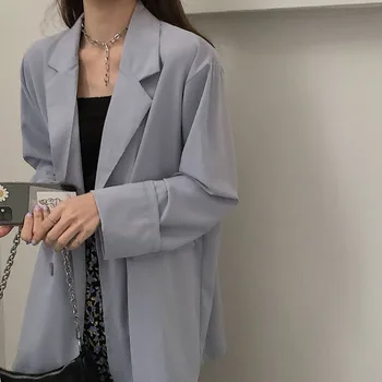  Culoare solidă Casual, Office Sacou Moda coreeană Estetice OL Munca Costum Formal Student Chic Naveta Poarte de Afaceri Blazer 2021