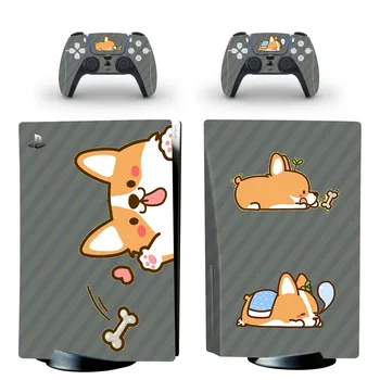  Câine Corgi PS5 Disc de Piele Autocolant Acoperire pentru Playstation 5 Console & 2 Controlere Decal Vinil de Protecție Disc Piei