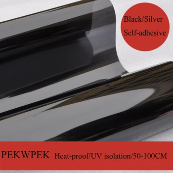  Căldură de vară-Dovada Clisos de Sticlă de protecție Solară Film Soare-Camera-Un fel Membranei rezistente la Ultraviolete Negru Argintiu Geam Autocolant 4mx50-100cm