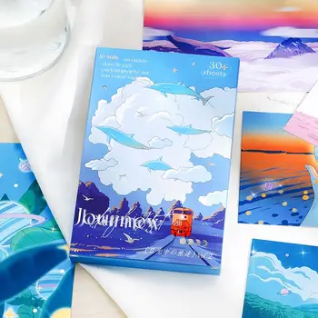  Călătorie În lumina Zilei, Mici Proaspete carte Poștală cu Valoare Mare de Mână-pictat Peisaje Ocean Creative scrise de Mână, Felicitare Cadou Card