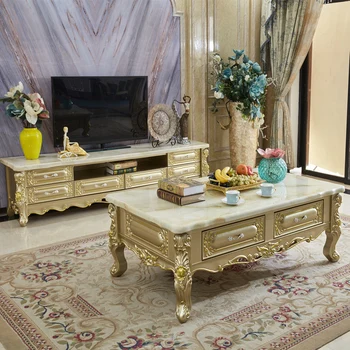  De lux Europene, TV cabinet de masă de ceai combinație villa mobilier sala de șampanie aur din lemn masiv multi sertar dulapuri