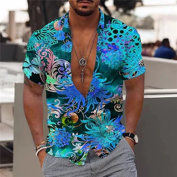  De lux Tricouri Barbati Tricou Hawaii Barbati Casual 3D Tricouri Imprimate Vrac Maneca Scurta Beach Bluze Topuri Camicias Homme Îmbrăcăminte