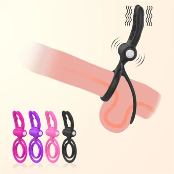  De sex masculin Penisului Inel Penis Intens Stimulare Clitoris Limbă de Silicon Vibrator Sex Shop Sex Frământa Jucarii Sexuale pentru Femei Jucării Sexuale