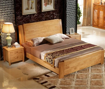  de înaltă calitate pat de Stejar mobilier Dormitor pat 2 persoane din lemn masiv mobilier de dormitor 3094