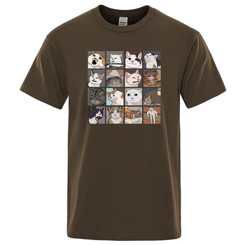  Desene Animate De Animale Meme Pisici T-Shirt Mens Personalitate Harajuku Tee Haine O-Gât Moda De Vara Supradimensionat Din Bumbac 100% Tricou