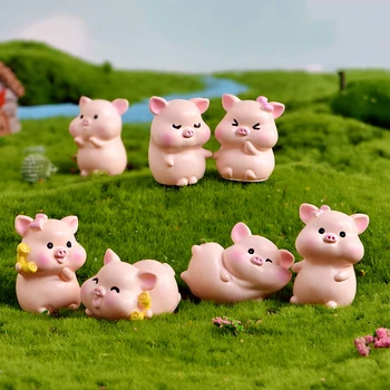  Desene Animate In Miniatura Porc Drăguț Animal Model De Papusa Gradinarit Plante Mobile Papusa Mini Statuie Meserii Pentru Copii Joc De Simulare De Jucărie Cadou