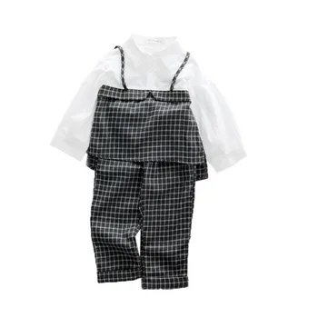  DFXD 2018 Toamna Copii Fata de Îmbrăcăminte Set Nou Copil Fata Maneca Lunga Carouri Îmbinat Pulover Top+Pantaloni Lungi 2pc Copii Set 2 8Years