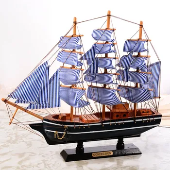  Din lemn de Corabie Stil Mediteranean Decorațiuni Sculptate Manual Nautice Model de Barcă Cadou FOU99