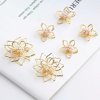  DIY bijuterii accesorii material cupru minimalist gol de trei-dimensional dublu-strat pearl pandantiv floare cercei handmade