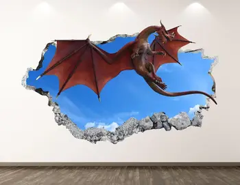  Dragon Perete Decal - Fantezie 3D Distrus Arta de Perete Autocolant pentru Copii Decorul de Vinil Acasă Poster Cadou Personalizat KD32